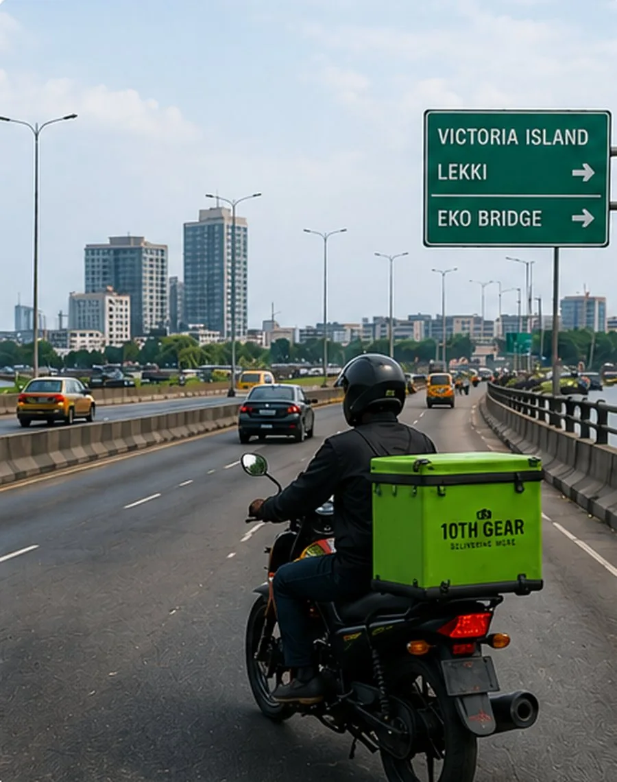 A 10th Gear rider heading towards Victoria Island
